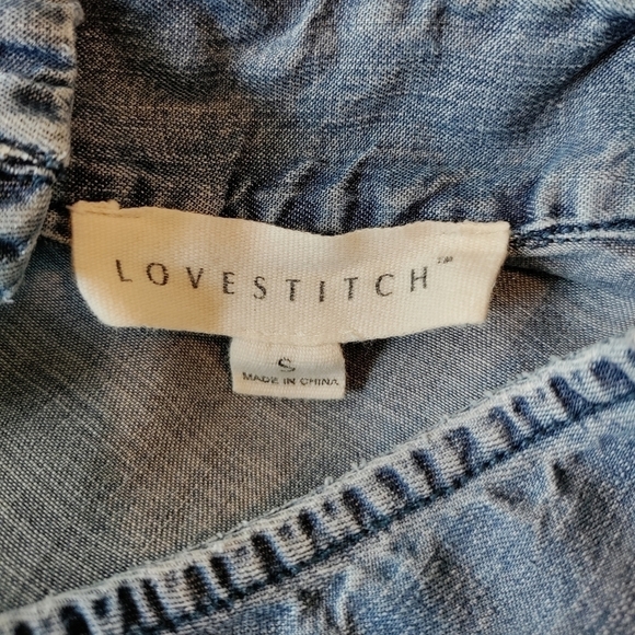 LOVESTITCH Chambray Denim Romper Sleeveless V-neck Crossover Small Blue Jean - Picture 5 of 12